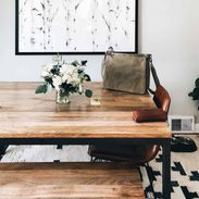 Dining table in a kitchen.