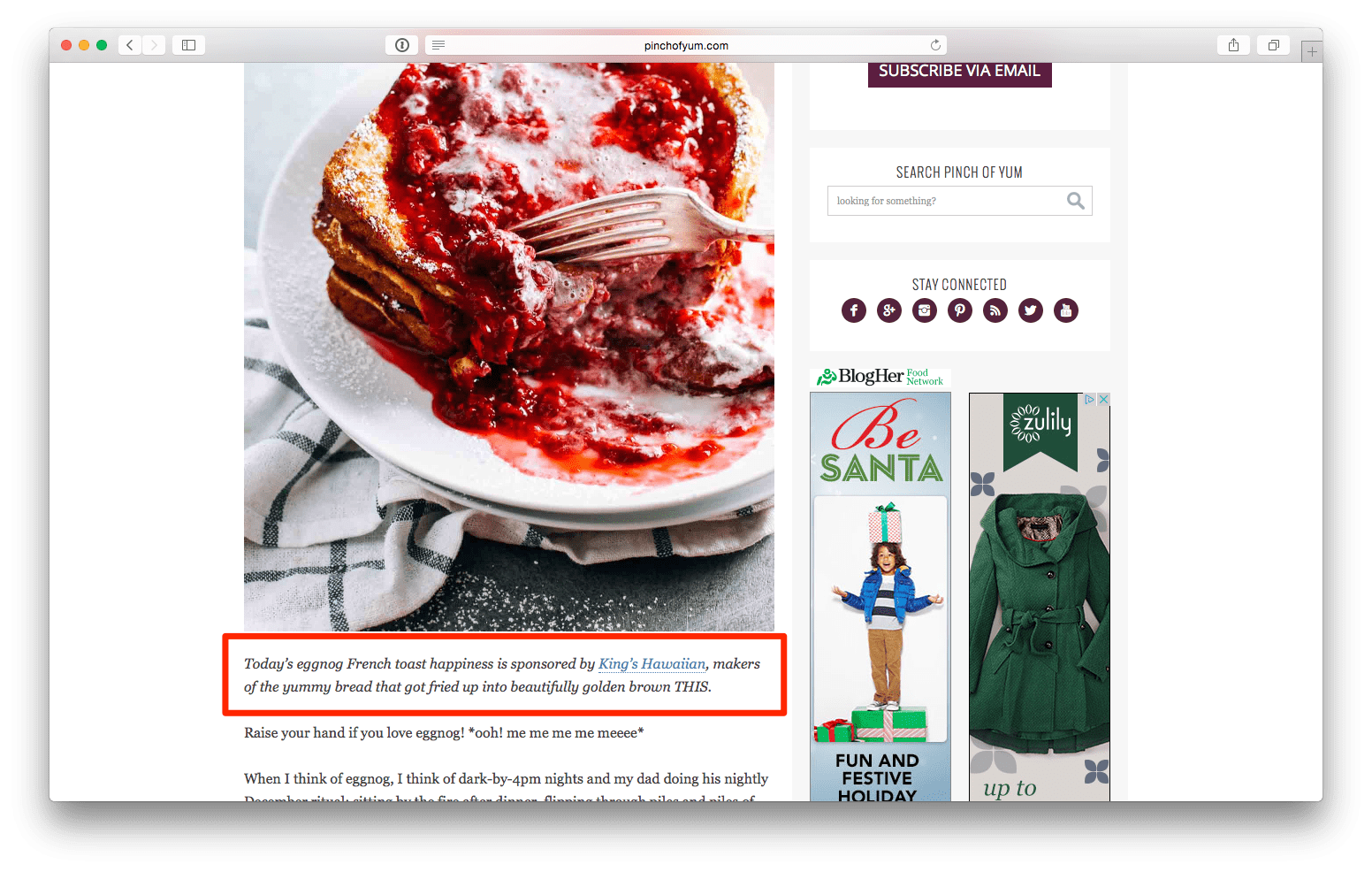 Native Advertising Example.