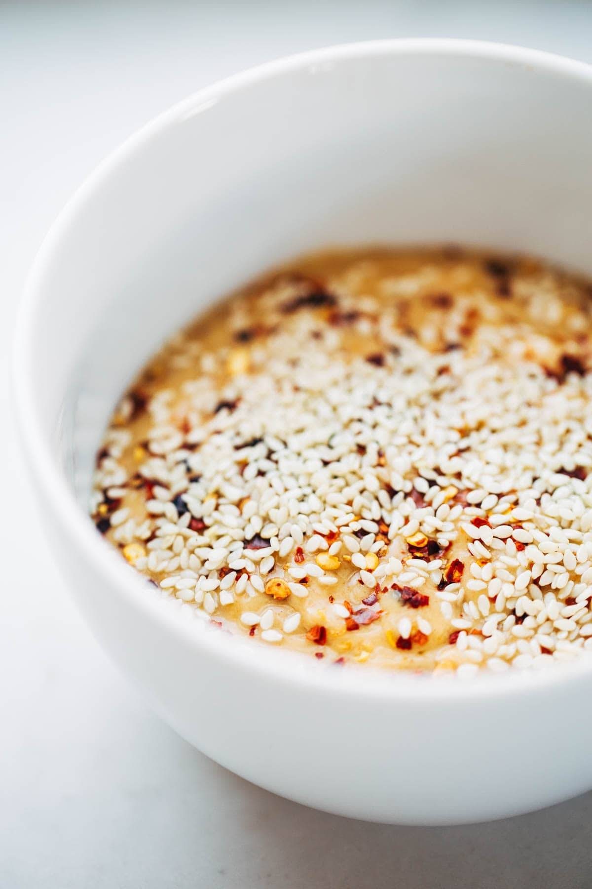 Homemade sesame-peanut sauce.